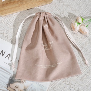 Sac à poussière en coton et lin rose avec logo personnalisé imprimé, idéal pour les usines de chaussures, vente chaude, pochette cadeau en mousseline de coton pour vêtements - Product Image 3