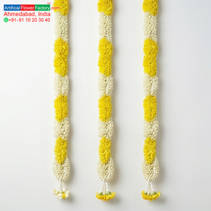 Artificial Flower Garland Yellow <b>White</b> <b>Hanging</b> Decoration Marigold Style Floral Toran for Wedding Festival and Home Decor - Product Image 5