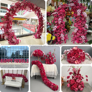 Panel de Flores Artificiales Rosa Intenso LEDA para Decoración de Bodas, Fondo de Pared, Accesorios, Flores de Seda Artificiales, Arreglo de Plantas Artificiales - Product Image 5
