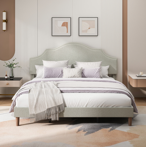 Lit moderne et simple, style nuage, pour la maison ou l'hôtel, tissu doux rembourré, taille king, réglable avec fonction massage - Product Image 1