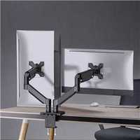 Support de bras double pour moniteur à ressort à gaz robuste rotatif à 360 degrés pour 2 écrans de 32 pouces