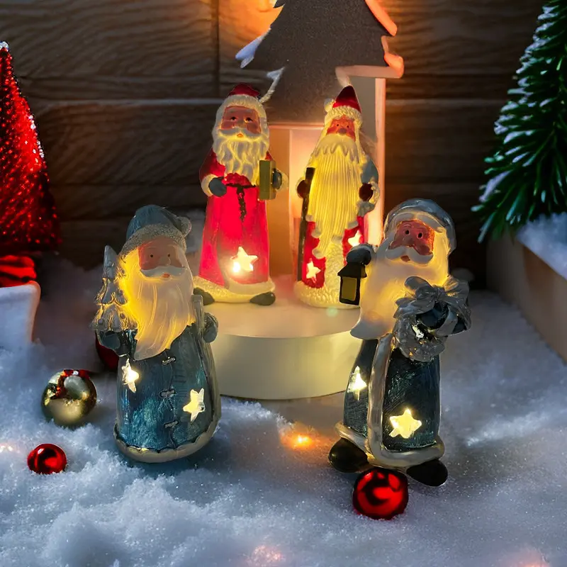Nhựa giáng sinh Santa đèn nhà trang trí Giáng sinh bức tượng nhỏ ánh sáng cho kỳ nghỉ trang trí nội thất