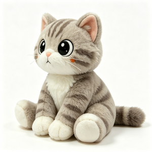 Customized Gray tabby <b>cat</b> <b>plush</b> toy, Cute <b>cat</b> stuffed animal, Cartoon tabby <b>cat</b> stuffed toy - Product Image 1