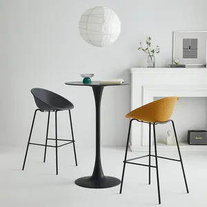 China metal leg plastic bar stool chairs nordic bar chair design with footrest