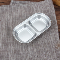 Assiette Coréenne en Acier Inoxydable pour Barbecue, Viande Rôtie au Poivre, avec 1/2/3/4 Compartiments, Grilles à Sauce, Diviseurs, pour Sushi, Vinaigre, Assaisonnements et Épices