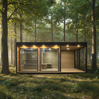 Sauna infrarouge intérieur de luxe en verre, cabine de sauna infrarouge moderne en bois massif pour villa