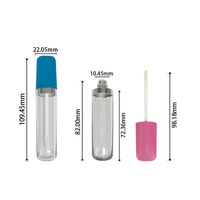 Tube de brillant à lèvres transparent tendance avec capuchon à vis bleu et rose, emballage cosmétique vide en plastique ABS OEM/ODM