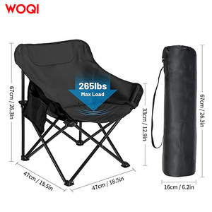 Chaise pliante d'extérieur Woqi en aluminium noir avec tissu Oxford, pour le camping et le jardin, avec porte-gobelet - Product Image 4