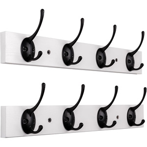 Gancho de Pared Metálico Minimalista con 4 Ganchos, Perchero Blanco y Negro, Fácil de Instalar, Tipo Montado en Pared - Product Image 1