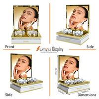 Support d'affichage en acrylique doré de luxe SUNYU pour parfums, rouges à lèvres et cosmétiques, avec éclairage LED pour exposition