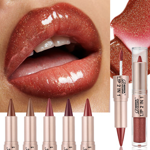 Crayon à lèvres double embout 2-en-1 personnalisé pour marque privée, waterproof, longue tenue, haute pigmentation, végétalien - Product Image 1
