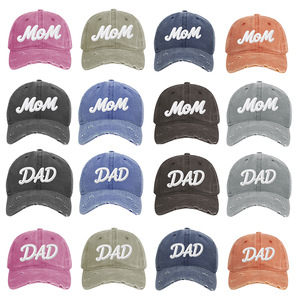 Mom Dad <b>Baseball</b> <b>Caps</b> Cotton Denim Unisex Sun Protection Hat Solid Color Embroidered Logo - Product Image 1