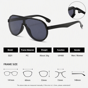 Gafas de sol Sunray de una pieza con montura frontal ancha, protección UV400, estilo europeo y occidental para uso diario en la ciudad. - Product Image 3