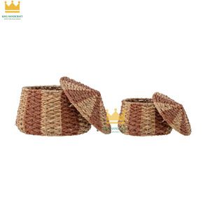 Seagrass Storage <b>Baskets</b> With Lid Suitable for Babies and Kids Room Decor <b>Cheap</b> Price from Vietnam - Product Image 2
