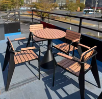 Ensemble table et chaises 4 places en bambou pour l'extérieur, protection solaire, style décontracté, pour café, salon de thé, petite table carrée, bar musical, espace de repos