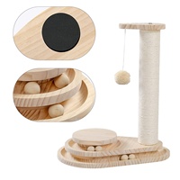 Nouveau Design mignon chat à deux couches griffoir chat griffoir jouet chat plateau tournant avec boules interactives et boule pendante