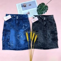 Jupe en jean taille haute pour petites filles, style coréen, avec strass et poches cargo, 5,45 $ ZT003, pour les 2-5 ans