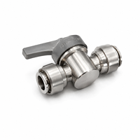 Vanne à boisseau sphérique droite en ligne SUS 316L sur mesure, raccord rapide 1/4" 3/8" pour filtre à eau RO, pièces et raccords de purificateur
