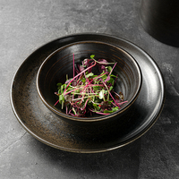 Bol en porcelaine noir rétro japonais de haute qualité, assiette 6'', bol en céramique pour céréales, ramen, salade, bol en céramique pour hôtel, restaurant