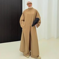 Ensembles décontractés amples et unis pour femmes musulmanes, hauts et pantalons modestes, 2 pièces pour Ramadan et l'Aïd
