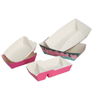 صينية طعام ورقية بيضاء صديقة للبيئة للاستخدام مرة واحدة، صينية وجبات خفيفة لامعة/مطبوعة مصنوعة من الورق المقوى - Product Image 6