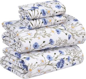 100% bông tấm Nữ Hoàng kích thước thiết lập, 4 miếng, mềm mại và thoáng khí percale dệt bộ đồ giường, túi sâu 16" - Product Image 1