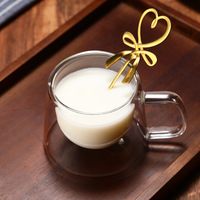 Tasse en verre borosilicate haute résistance, tasse à thé au lait, tasse à boisson avec poignée, verre transparent simple, tasse à café isolée à double paroi