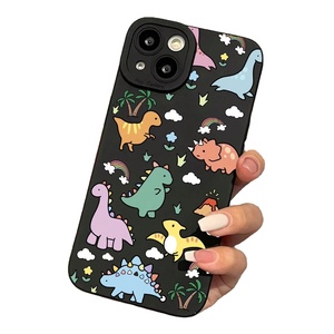 Nuova <span class=keywords><strong>Cover</strong></span> per <span class=keywords><strong>iPhone</strong></span> 17 16 15 Pro Max 2025 con Motivo <span class=keywords><strong>Arcobaleno</strong></span> di Dinosauri Cartoni Animati e Piante, Nera Opaca a Pori Fini - Product Image 6