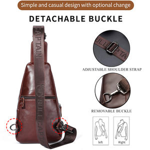 BULLCAPTAIN男士时尚皮革斜跨胸包吊带背包带USB充电口单肩包 - Product Image 5