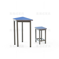Chaise de bureau d'école hexagonale combinée Table d'étude d'étudiant trapézoïdale en bois Fournitures de classe intelligentes