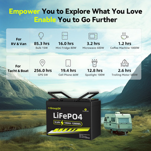 Groupe de protection contre les basses températures 24 batterie à cycle profond 12V 100Ah LiFePO4 batterie au lithium pour moteur de pêche à la traîne, RV, Marine,Camping - Product Image 2