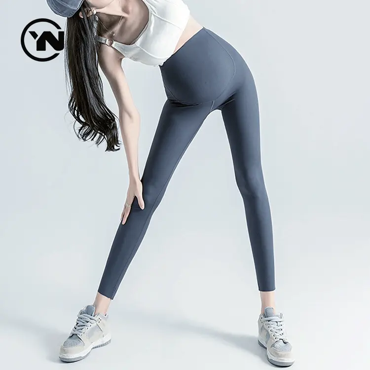 Neue gefrostete nackte Bauchtragenleggings elastische hohe Taille Wickeln Yoga-leggings modisch zu tragen Mutterschaft Übergröße leggings