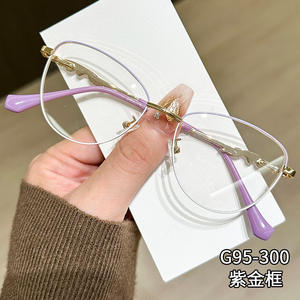 2025金属フレームアンチブルーライトブロッキングメガネ楕円形非処方保護ゴーグル装飾フラットメガネ - Product Image 4