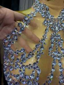 <span class=keywords><strong>Robe</strong></span> moulante transparente en maille avec strass scintillants et taille empire, sexy, pour soirée, bal, célébration d'anniversaire, spectacle de chanteuse ou de danseuse - Product Image 5