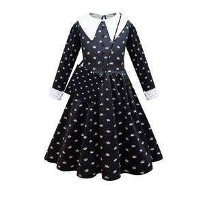 Haute qualité la <span class=keywords><strong>famille</strong></span> <span class=keywords><strong>Addams</strong></span> Christina Cosplay Costumes de robe noire avec perruque pour enfant fête carnaval Halloween - Product Image 3