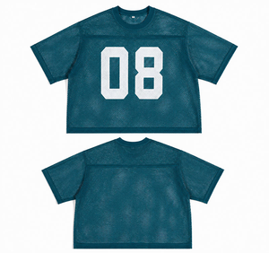 Maillot de football en mesh pour homme, t-shirt personnalisé avec logo et numéro imprimés, coupe ample, col rond, manches courtes, streetwear - Product Image 2