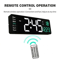Horloge murale numérique à LED de grande taille avec télécommande, plusieurs couleurs LED, luminosité réglable 12/24H, double alarme