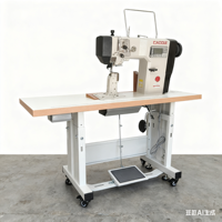 Machine à coudre industrielle informatisée à une aiguille, à bras, pour la couture de semelles de chaussures et de cuir