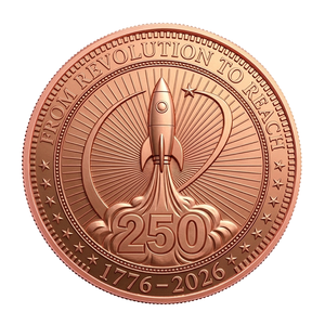 Moneta in Rame USA 250° Anniversario del Lancio Spaziale 1 oz 999 Fine Rilievo 3D Spaziale Patriottica da Collezione - Product Image 1