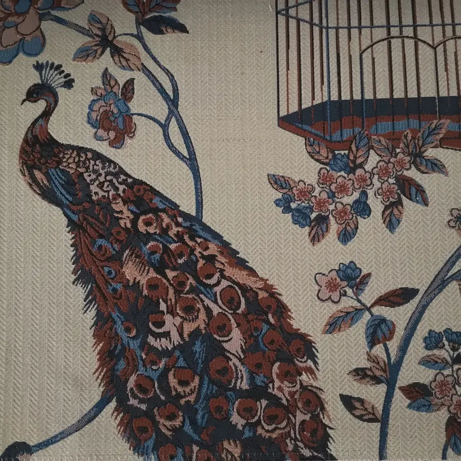 Tela de tapicería Jacquard de pavo real, hilo teñido de estilo chino