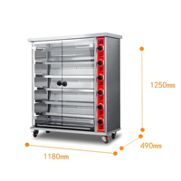 Rôtissoire électrique en acier inoxydable à 6 broches, rôtissoire à poulet commerciale, grille rotative pour four de restaurant, rôtissage