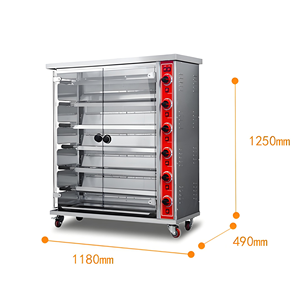 Asador Eléctrico <span class=keywords><strong>de</strong></span> Acero Inoxidable <span class=keywords><strong>de</strong></span> 6 Varillas, Máquina Comercial para Asar <span class=keywords><strong>Pollo</strong></span>, Parrilla Giratoria para Horno <span class=keywords><strong>de</strong></span> Restaurante - Product Image 2