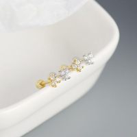 Klassische 18 Karat vergoldete süße Design 925 Sterling Silber Zirkonia Blumen schraube Ohr stecker