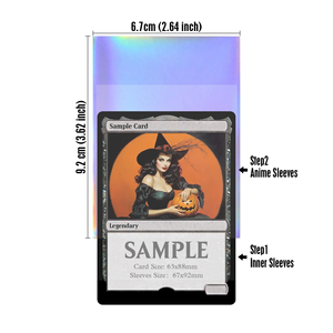 Anime 60 piezas 67x92mm <span class=keywords><strong>Musha</strong></span> Frieren Cubiertas Holográficas de PVC para Tarjetas TCG/PKM de Tamaño Estándar, Bonitas Tarjetas de Anime con Reverso de Lámina Arcoíris - Product Image 6