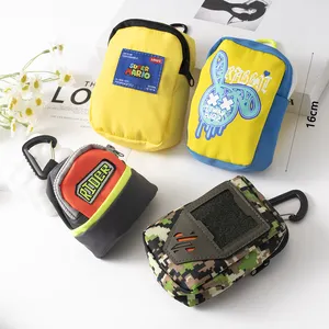 다기능 ID 카드 보관 가방 목 키 동전 지갑 이어폰 가방 야외 끈 가방