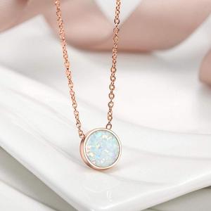 Minimalist Jewelry Adjustable Layering Engraved Letter Name <strong>Necklace</strong> Rose Gold Disc Initial <strong>Opal</strong> <strong>Necklace</strong> - Product Image 1