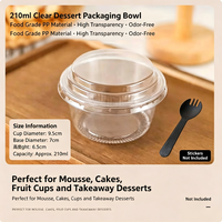 Boîte de 210 ml pour pouding aux fruits, yaourt, crème glacée, emballage transparent, boîte à gâteau ronde transparente avec couvercle