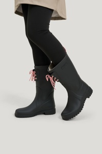 Bottes <span class=keywords><strong>de</strong></span> <span class=keywords><strong>pluie</strong></span> cylindriques imperméables pour femmes, hauteur genou, <span class=keywords><strong>bleu</strong></span> <span class=keywords><strong>marine</strong></span>, motif floral, en caoutchouc, vente en gros transfrontalière - Product Image 2