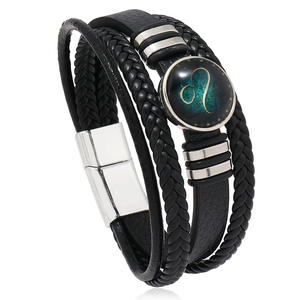 Offre Spéciale 12 Bracelet en cuir du zodiaque pour hommes de haute qualité cadeau de mode Bracelet de bijoux du zodiaque - Product Image 4