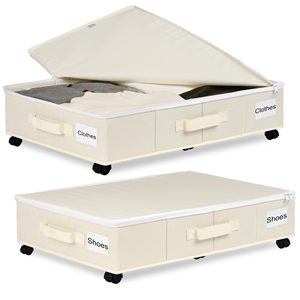 Aluminum Wheels <strong>Underbed</strong> <strong>Storage</strong> 100% Cotton <strong>Fabric</strong> Foldable Sustainable Modern Organizer Rectangle Bed <strong>Storage</strong> Box Pants Shoes - Product Image 1